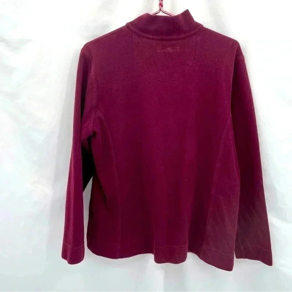 Eddie Bauer Men's Sweater Large Maroon Wine Quarter Zip Closure Long Sleeve - Picture 2 of 12